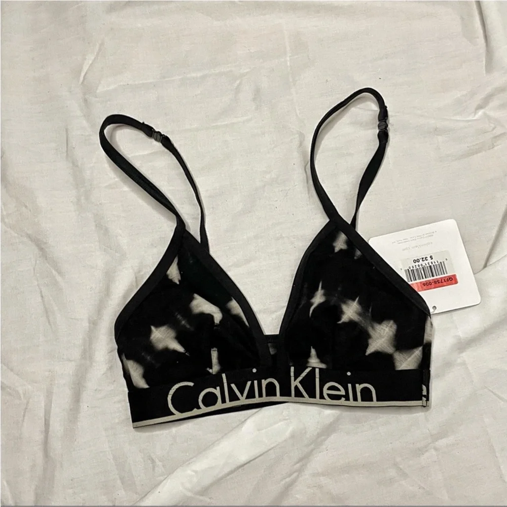 Calvin Klein Tie Dye Tringle Bralette Black White